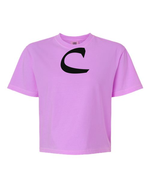 Alphabet C T-Shirt 9 inch calligraphy Black ink, Neon Violet