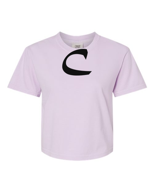 Alphabet C T-Shirt 9 inch calligraphy Black ink, Orchid