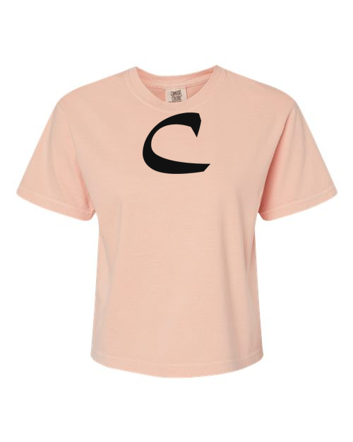 Alphabet C T-Shirt 9 inch calligraphy Black ink, Peachy