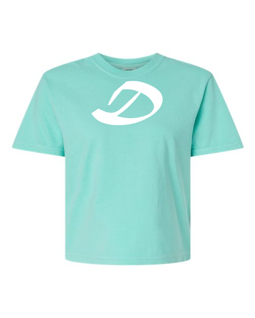 Alphabet D T-Shirt 9 inch calligraphy White ink, Chalky Mint