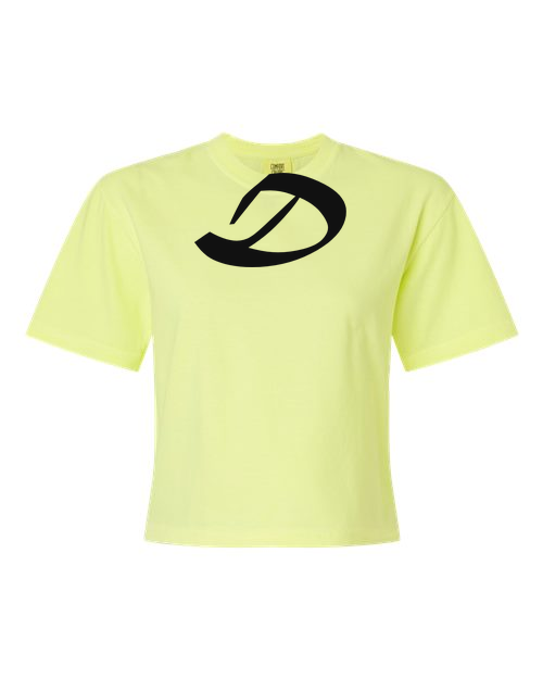Alphabet D T-Shirt 9 inch calligraphy Black ink, Neon Lemon