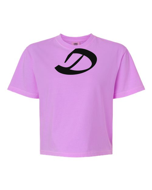 Alphabet D T-Shirt 9 inch calligraphy Black ink, Neon Violet