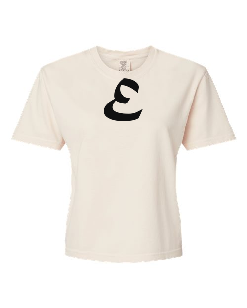 Alphabet E T-Shirt 9 inch calligraphy Black ink, Ivory