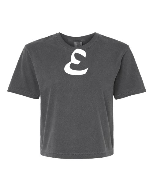 Alphabet E T-Shirt 9 inch calligraphy White ink, Pepper
