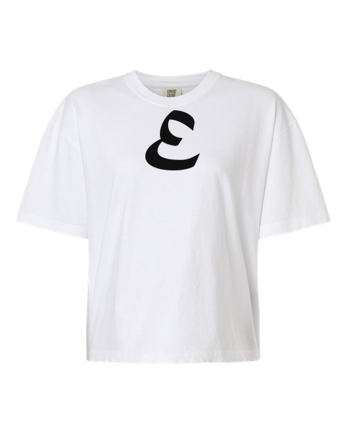 Alphabet E T-Shirt 9 inch calligraphy Black ink, White