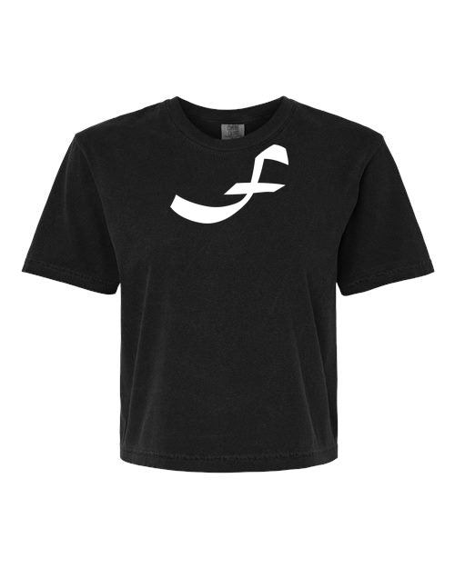 Alphabet F T-Shirt 9 inch calligraphy White ink, Black