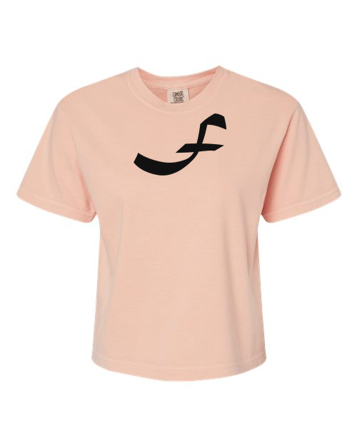 Alphabet F T-Shirt 9 inch calligraphy Black ink, Peachy