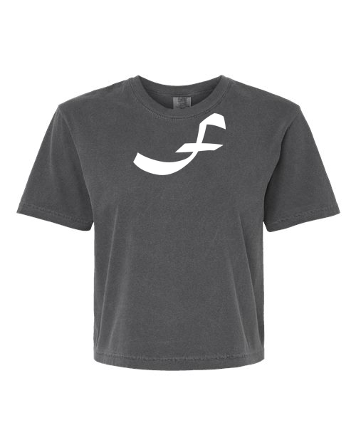 Alphabet F T-Shirt 9 inch calligraphy White ink, Pepper