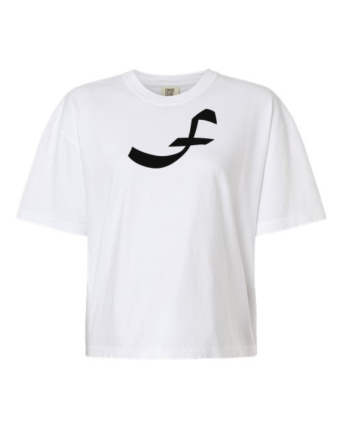 Alphabet F T-Shirt 9 inch calligraphy Black ink, White