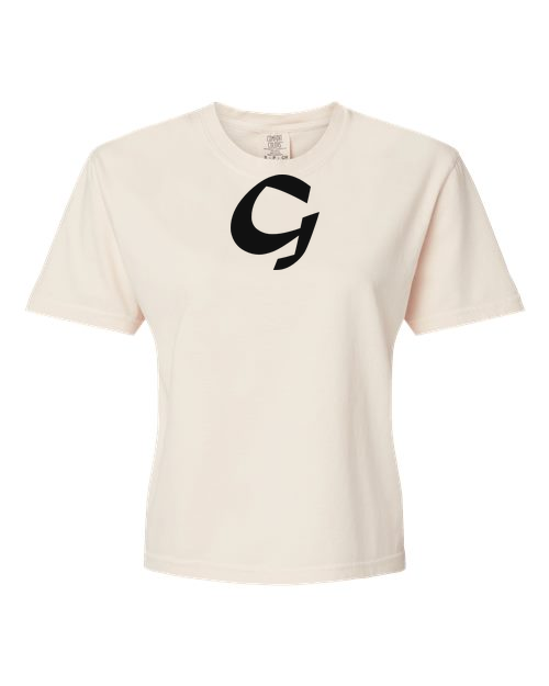 Alphabet G T-Shirt 9 inch calligraphy Black ink, Ivory
