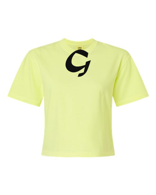 Alphabet G T-Shirt 9 inch calligraphy Black ink, Neon Lemon