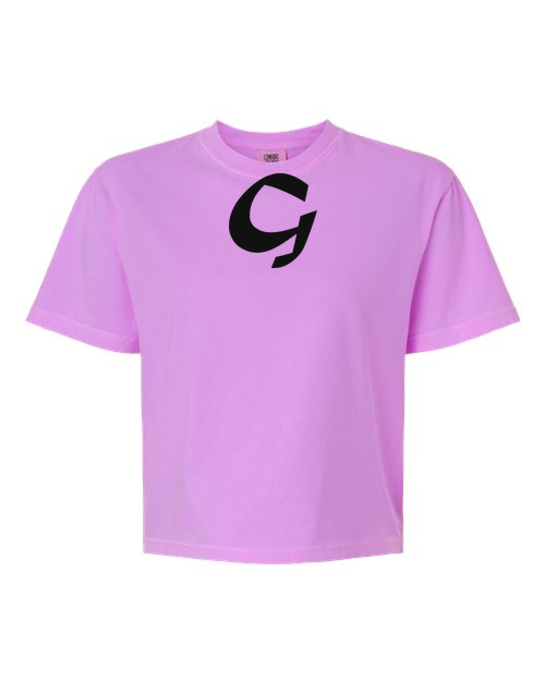 Alphabet G T-Shirt 9 inch calligraphy Black ink, Neon Violet