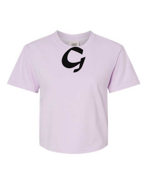 Alphabet G T-Shirt 9 inch calligraphy Black ink, Orchid