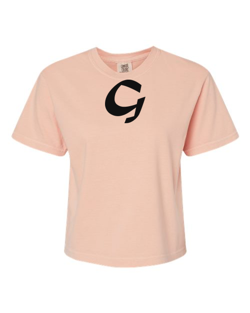 Alphabet G T-Shirt 9 inch calligraphy Black ink, Peachy