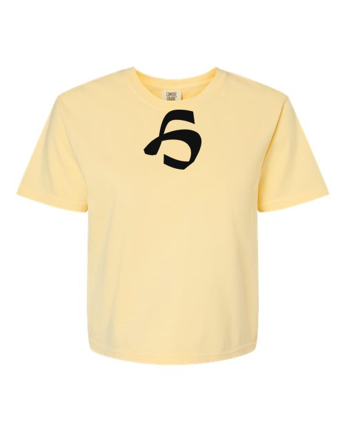 Alphabet H T-Shirt 9 inch calligraphy Black ink, Butter
