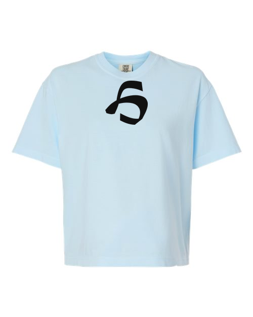 Alphabet H T-Shirt 9 inch calligraphy Black ink, Chambray