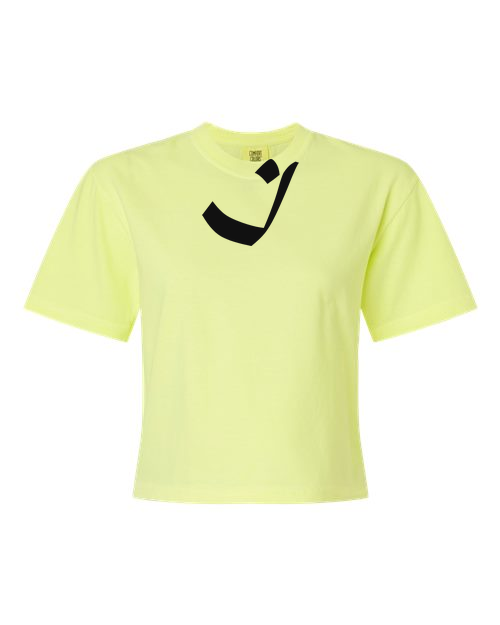 Alphabet I T-Shirt 9 inch calligraphy Black ink, Neon Lemon