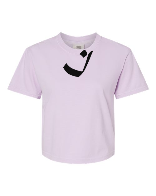 Alphabet I T-Shirt 9 inch calligraphy Black ink, Orchid