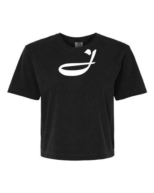 Alphabet J T-Shirt 9 inch calligraphy White ink, Black