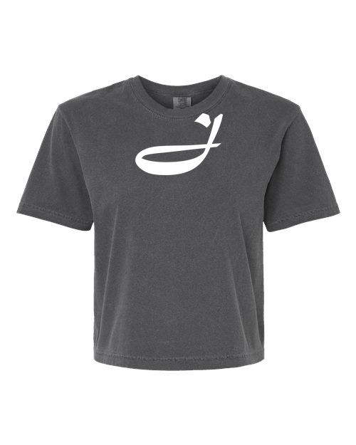 Alphabet J T-Shirt 9 inch calligraphy White ink, Pepper