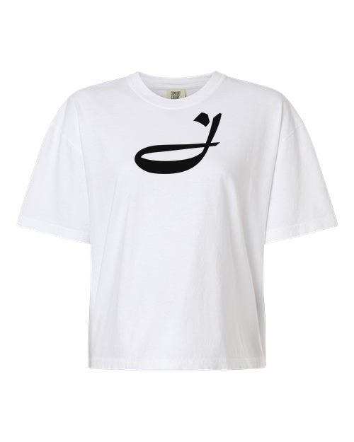 Alphabet J T-Shirt 9 inch calligraphy Black ink, White