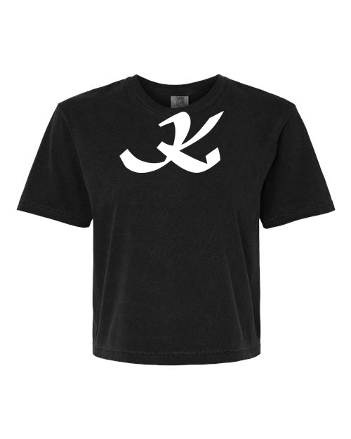 Alphabet K T-Shirt 9 inch calligraphy White ink, Black