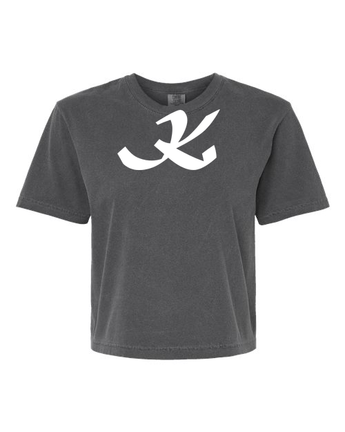 Alphabet K T-Shirt 9 inch calligraphy White ink, Pepper