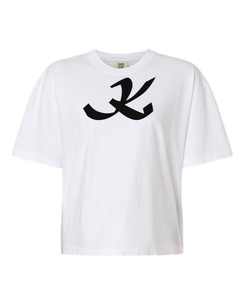 Alphabet K T-Shirt 9 inch calligraphy Black ink, White