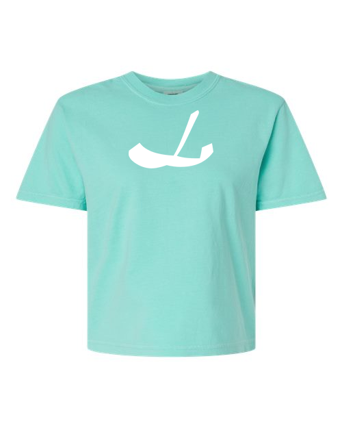 Alphabet L T-Shirt 9 inch calligraphy White ink, Chalky Mint