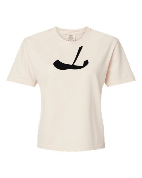 Alphabet L T-Shirt 9 inch calligraphy Black ink, Ivory