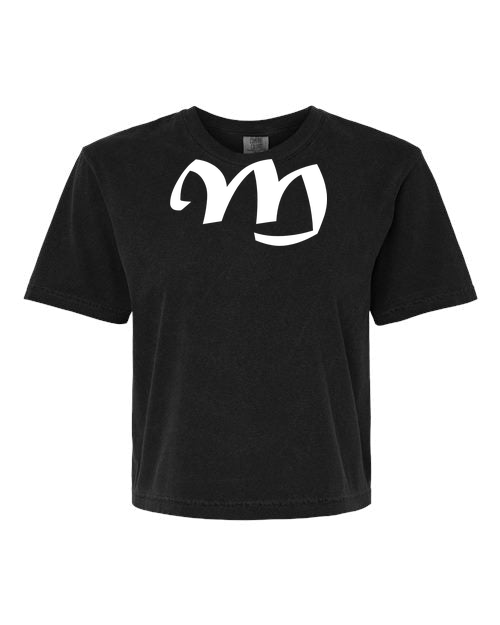 Alphabet M T-Shirt 9 inch calligraphy White ink, Black