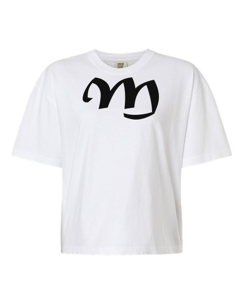 Alphabet M T-Shirt 9 inch calligraphy Black ink, White