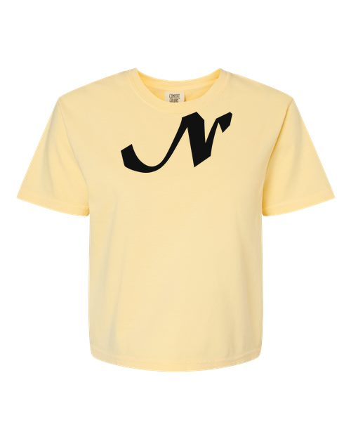 Alphabet N T-Shirt 9 inch calligraphy Black ink, Butter