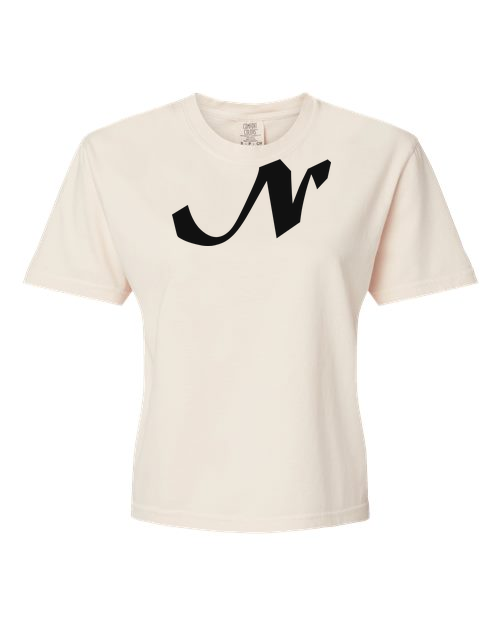 Alphabet N T-Shirt 9 inch calligraphy Black ink, Ivory