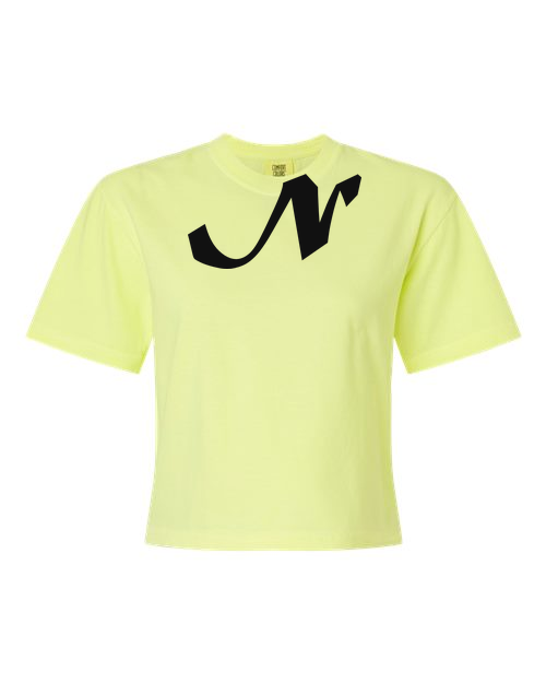 Alphabet N T-Shirt 9 inch calligraphy Black ink, Neon Lemon