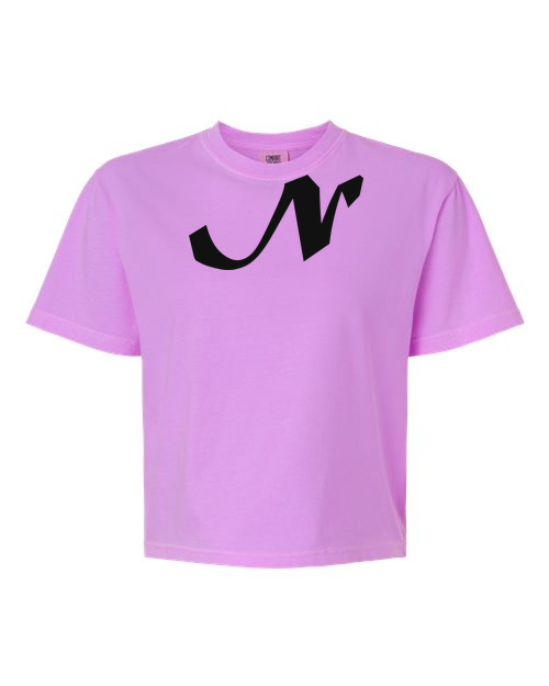 Alphabet N T-Shirt 9 inch calligraphy Black ink, Neon Violet