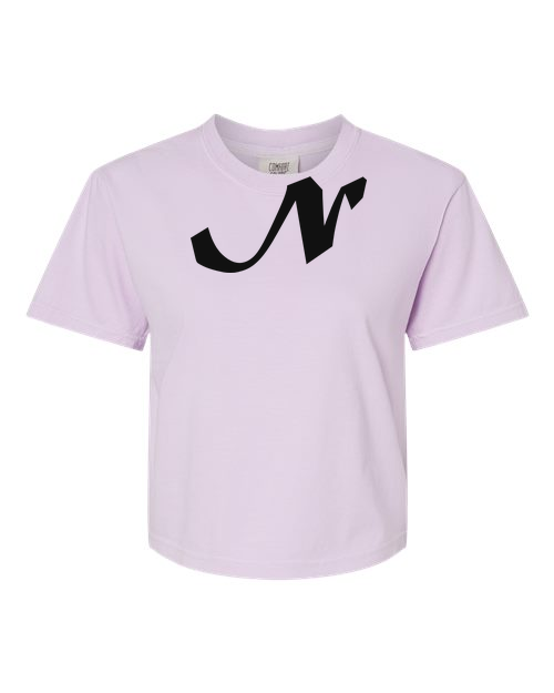 Alphabet N T-Shirt 9 inch calligraphy Black ink, Orchid