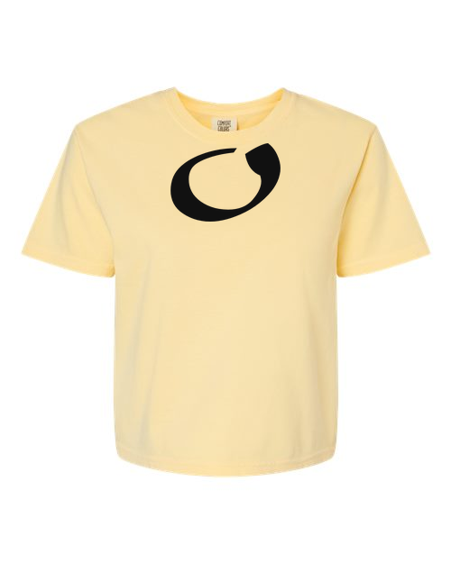 Alphabet O T-Shirt 9 inch calligraphy Black ink, Butter