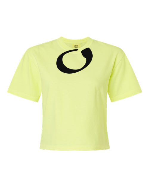 Alphabet O T-Shirt 9 inch calligraphy Black ink, Neon Lemon