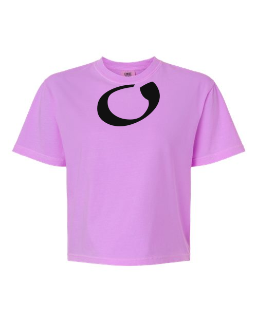 Alphabet O T-Shirt 9 inch calligraphy Black ink, Neon Violet