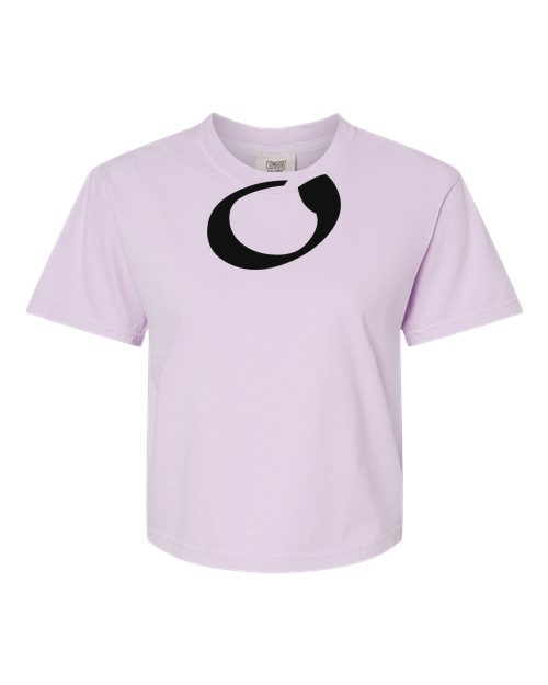 Alphabet O T-Shirt 9 inch calligraphy Black ink, Orchid