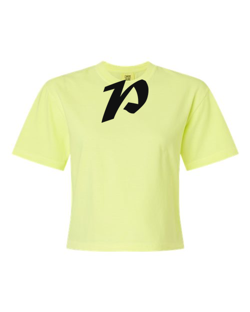 Alphabet P T-Shirt 9 inch calligraphy Black ink, Neon Lemon