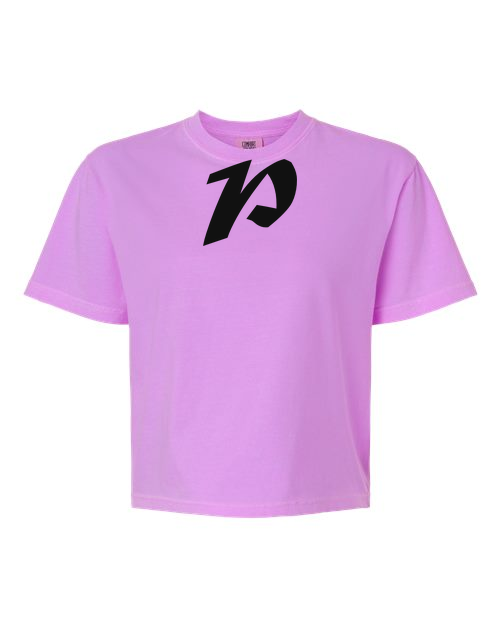 Alphabet P T-Shirt 9 inch calligraphy Black ink, Neon Violet