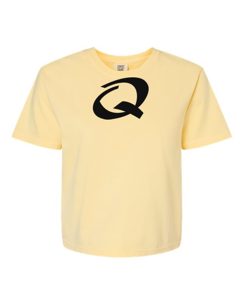 Alphabet Q T-Shirt 9 inch calligraphy Black ink, Butter