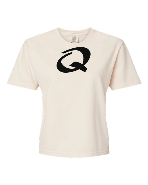 Alphabet Q T-Shirt 9 inch calligraphy Black ink, Ivory