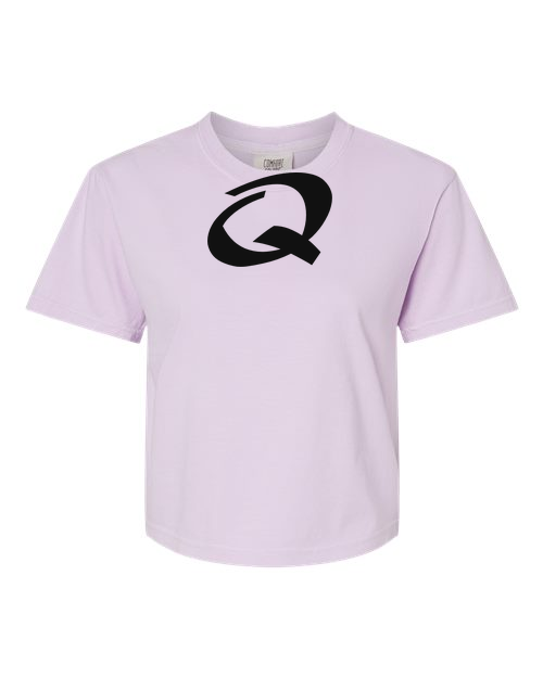 Alphabet Q T-Shirt 9 inch calligraphy Black ink, Orchid