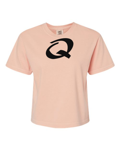 Alphabet Q T-Shirt 9 inch calligraphy Black ink, Peachy