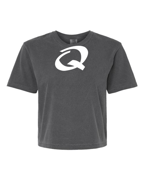 Alphabet Q T-Shirt 9 inch calligraphy White ink, Pepper