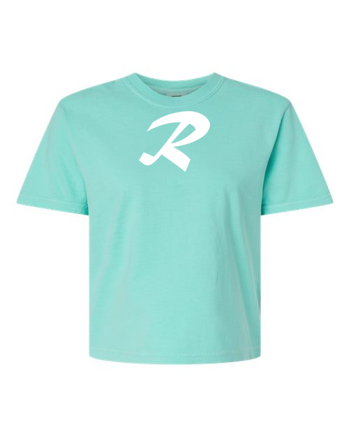 Alphabet R T-Shirt 9 inch calligraphy White ink, Chalky Mint