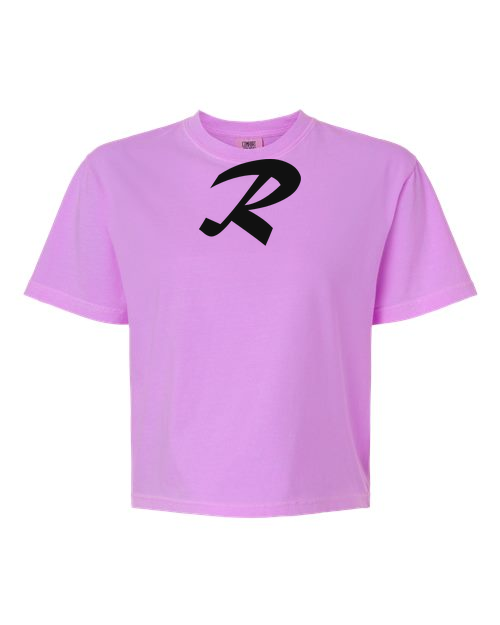 Alphabet R T-Shirt 9 inch calligraphy Black ink, Neon Violet